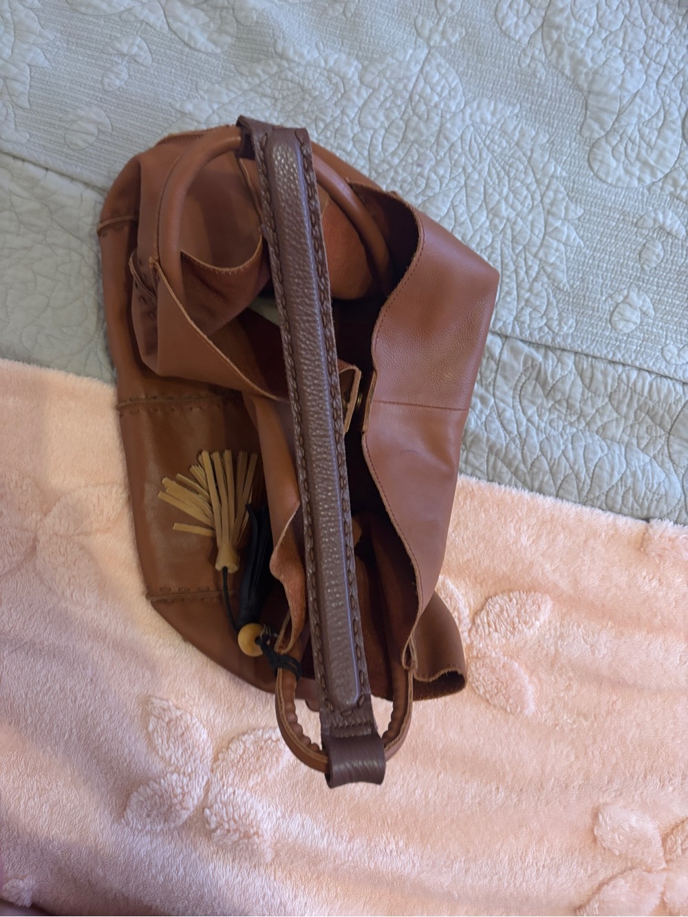 The Sak Brown Leather Los Feliz Tote with Tassel Charm - Picture 2 of 6